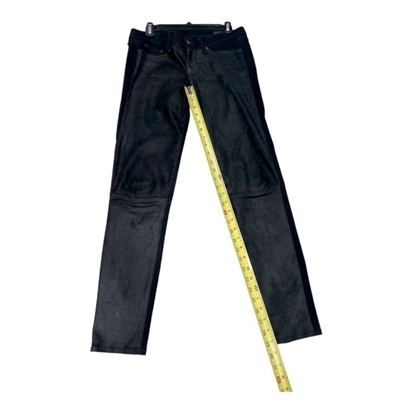 RAG & BONE Lamb Leather & Denim HYDE Coal Black Skinny Jeans size 31 - Picture 9 of 14
